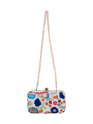 white faux silk box clutch - 16491042 - Standard Image - 5
