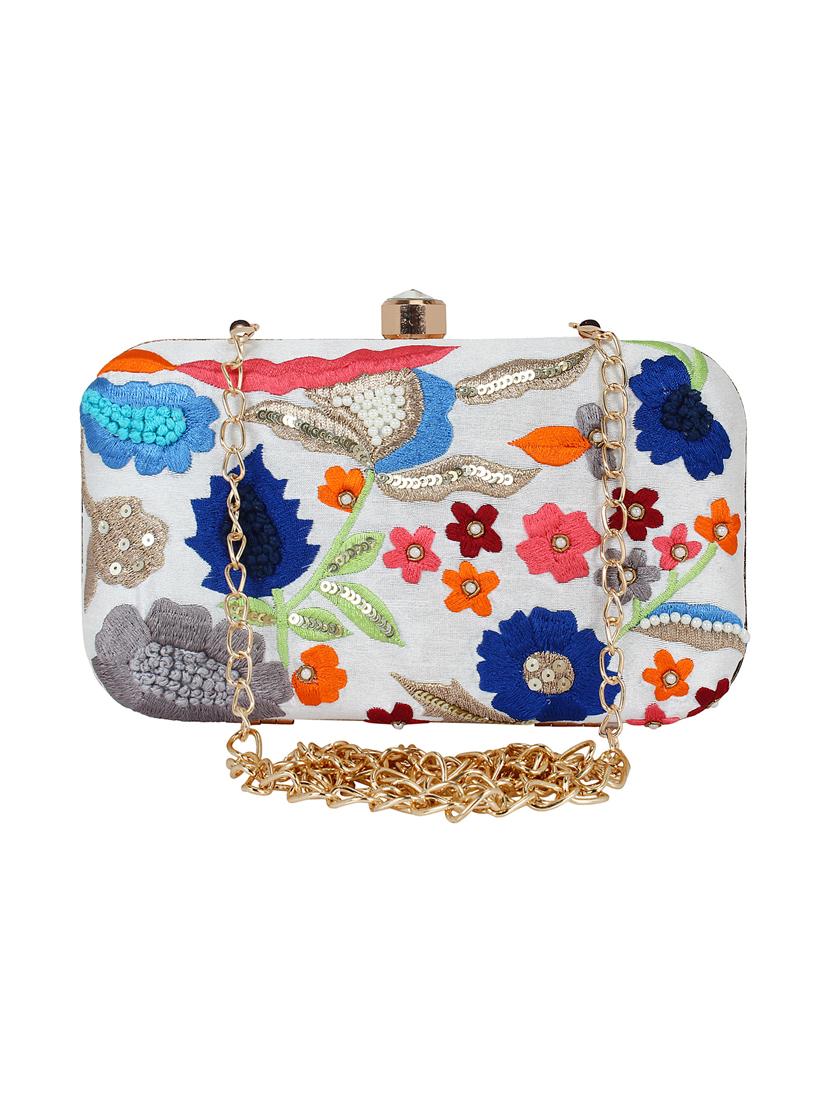 white faux silk box clutch - 16491042 - Zoom Image - 1