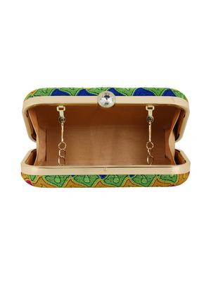 multi colored cotton polyester blend box clutch - 16491043 - Standard Image - 3