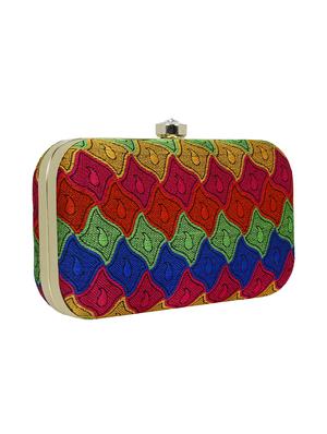 multi colored cotton polyester blend box clutch - 16491043 - Standard Image - 4