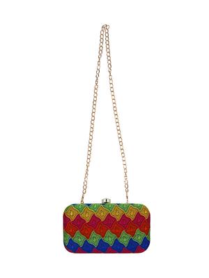 multi colored cotton polyester blend box clutch - 16491043 - Standard Image - 5