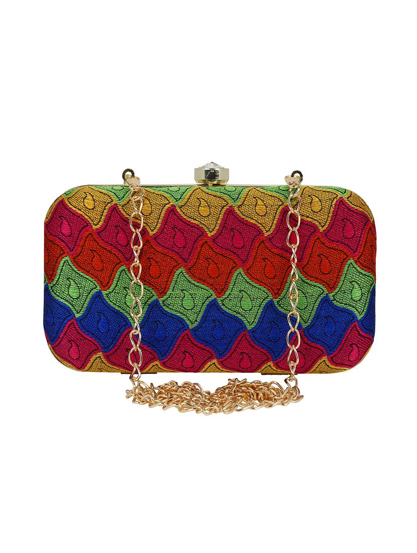 multi colored cotton polyester blend box clutch - 16491043 - Zoom Image - 1