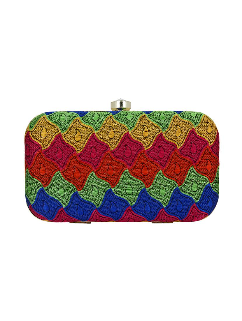 multi colored cotton polyester blend box clutch - 16491043 - Zoom Image - 2