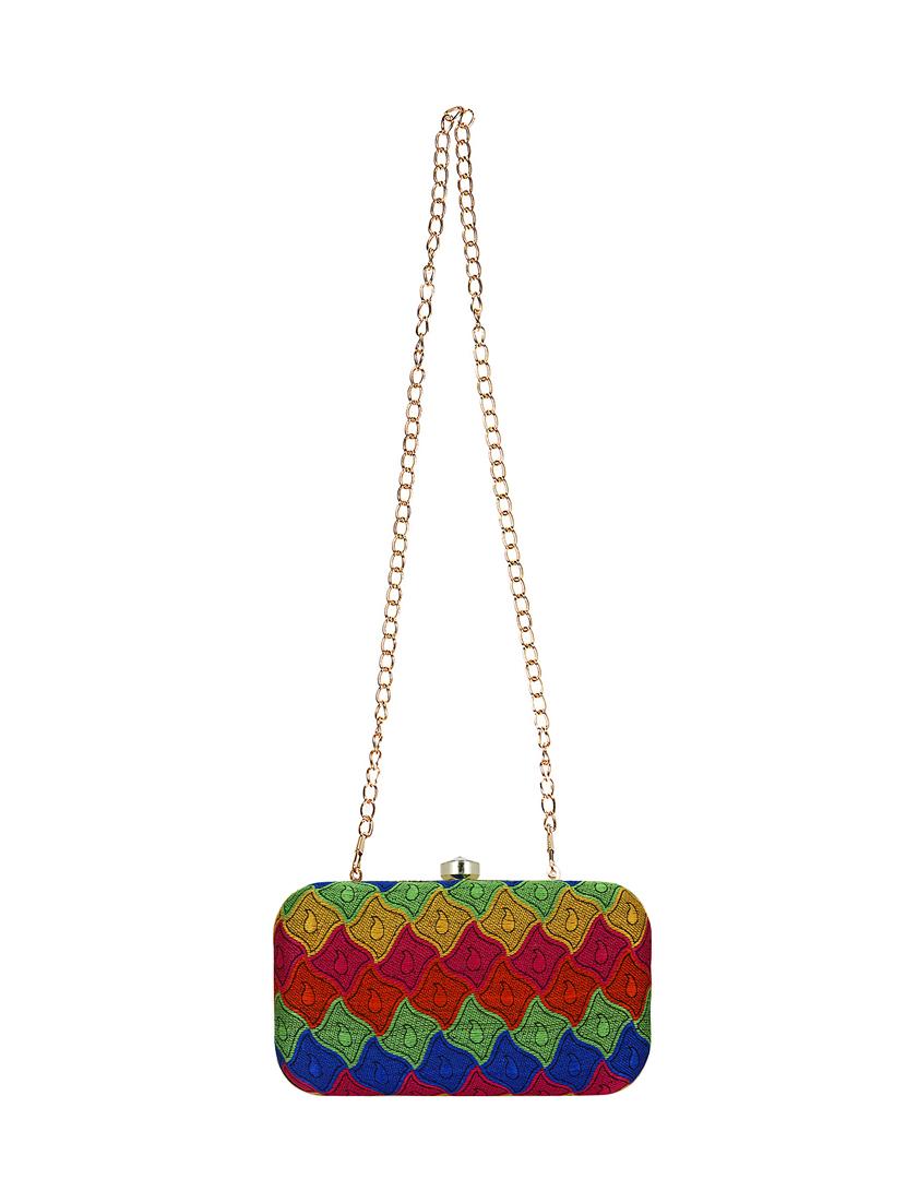 multi colored cotton polyester blend box clutch - 16491043 - Zoom Image - 5