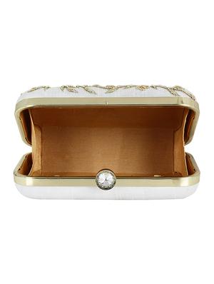 white faux silk box clutch - 16491045 - Standard Image - 3