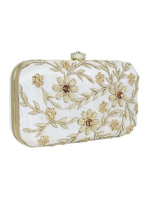 white faux silk box clutch - 16491045 - Standard Image - 4