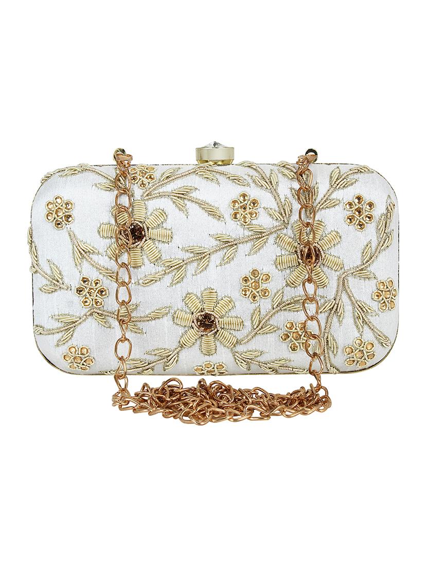 white faux silk box clutch - 16491045 - Zoom Image - 1