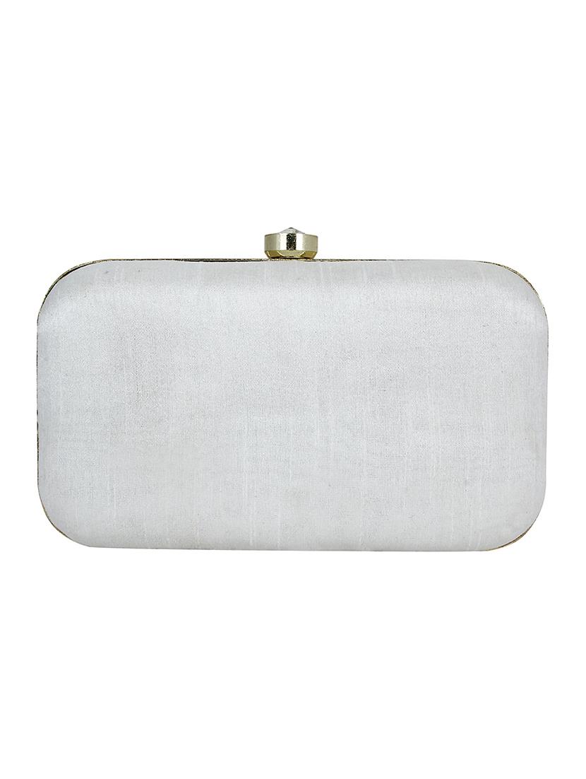 white faux silk box clutch - 16491045 - Zoom Image - 2
