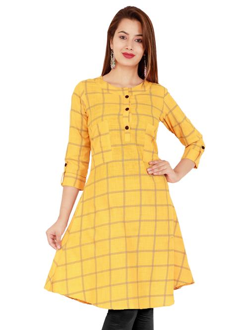 checkered a-line kurta - 16491073 - Standard Image - 1