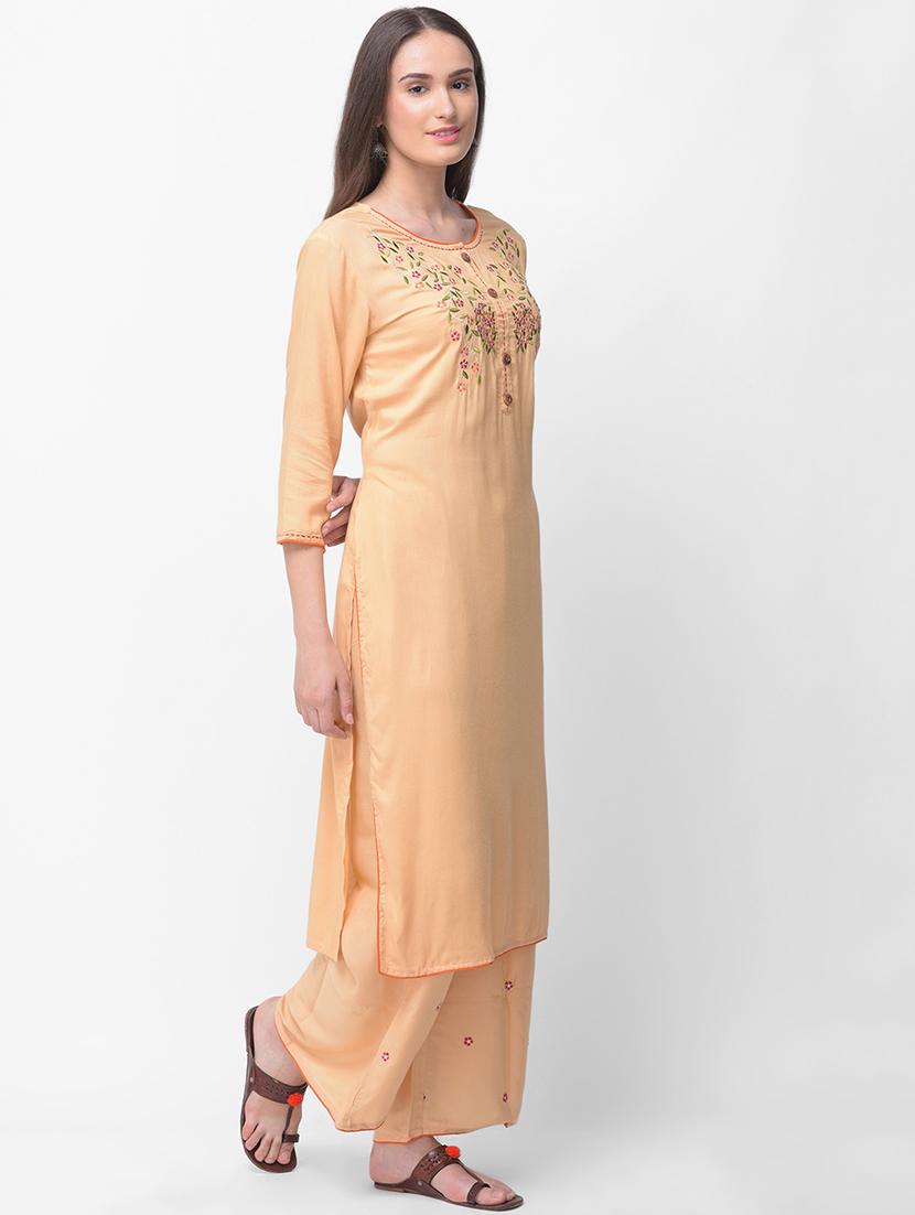 embroidered kurta palazzo set - 16491162 - Zoom Image - 2