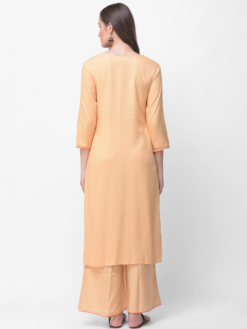 embroidered kurta palazzo set - 16491162 - Zoom Image - 3