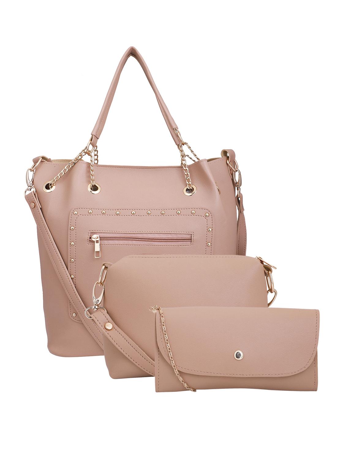beige leatherette (pu) combo tote - 16491839 - Zoom Image - 1