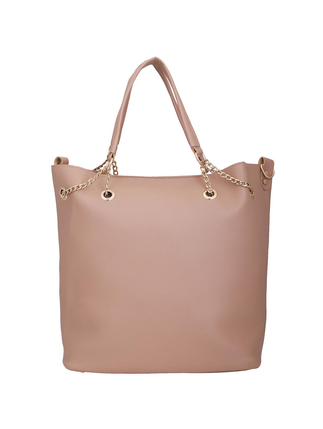 beige leatherette (pu) combo tote - 16491839 - Zoom Image - 2