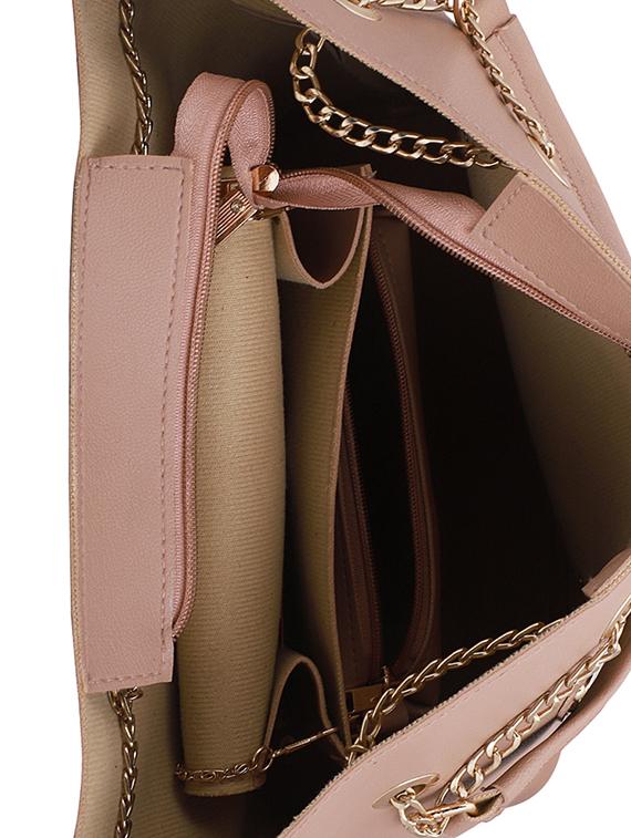 beige leatherette (pu) combo tote - 16491839 - Zoom Image - 3