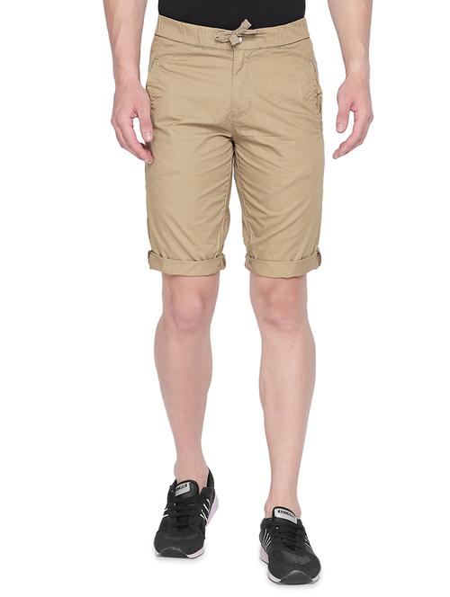 beige solid bermuda shorts - 16491908 - Standard Image - 1