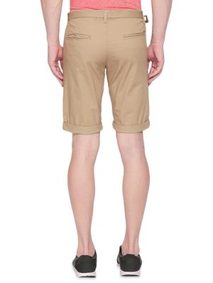 beige solid bermuda shorts - 16491923 - Standard Image - 3