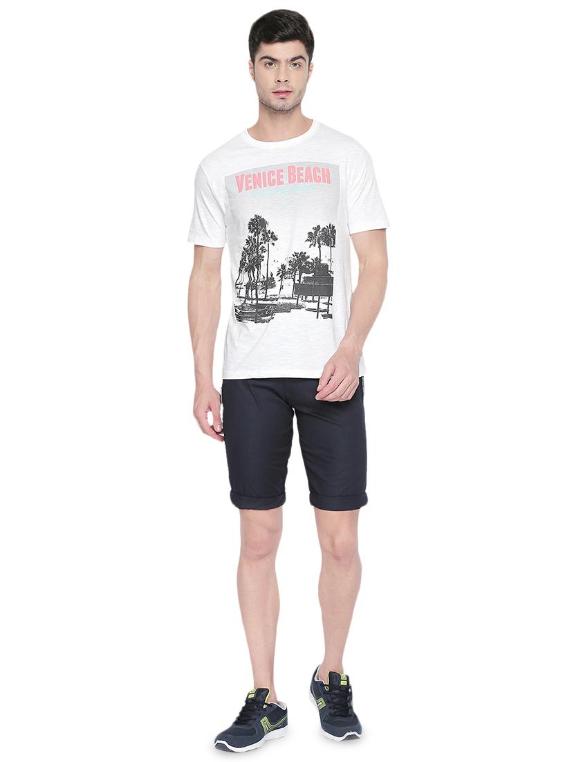 navy blue solid bermuda shorts - 16491930 - Zoom Image - 4