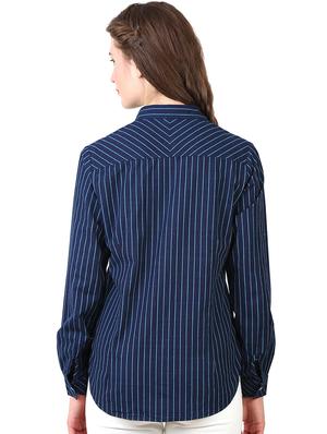 long sleeved curved hem striped shirt - 16492109 - Standard Image - 3