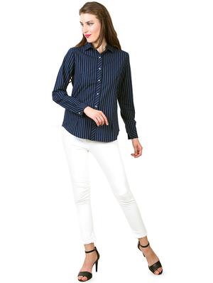 long sleeved curved hem striped shirt - 16492109 - Standard Image - 5