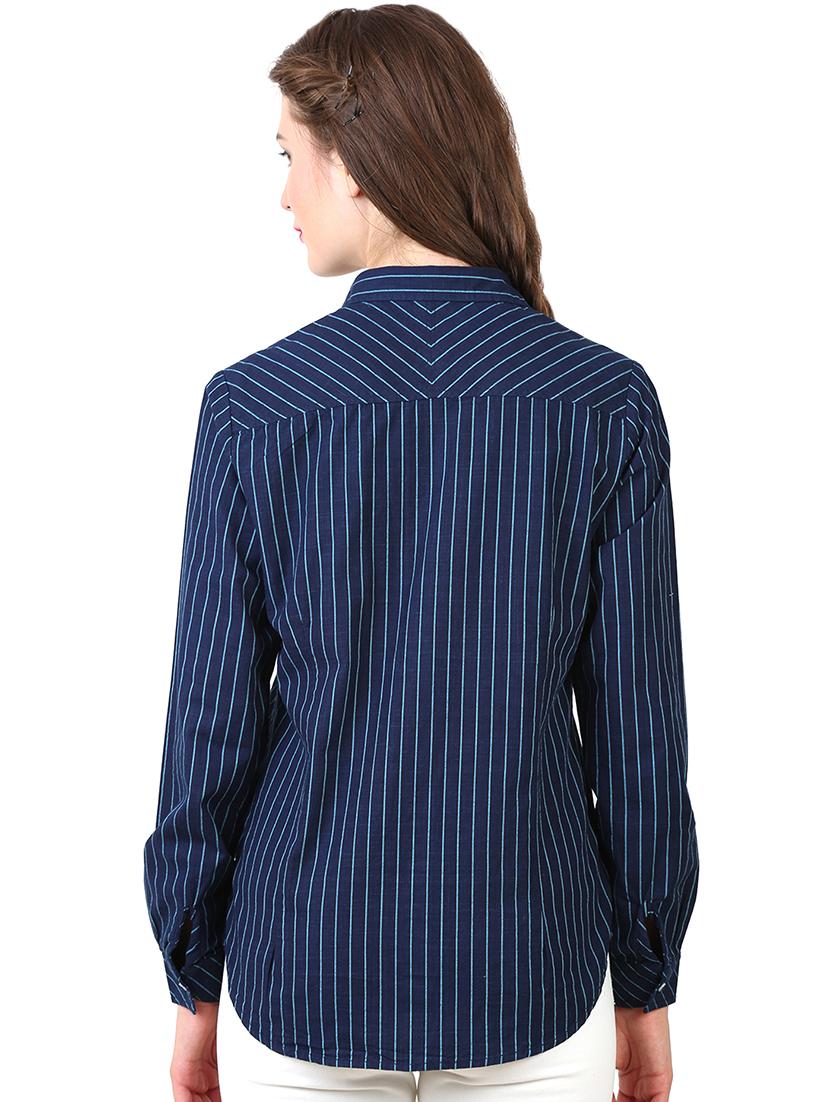 long sleeved curved hem striped shirt - 16492109 - Zoom Image - 3