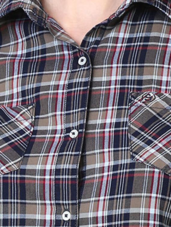long sleeved pocket patch checkered shirt - 16492112 - Zoom Image - 4