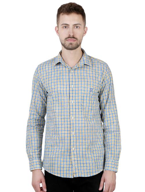 yellow checkered casual shirt - 16492864 - Standard Image - 1