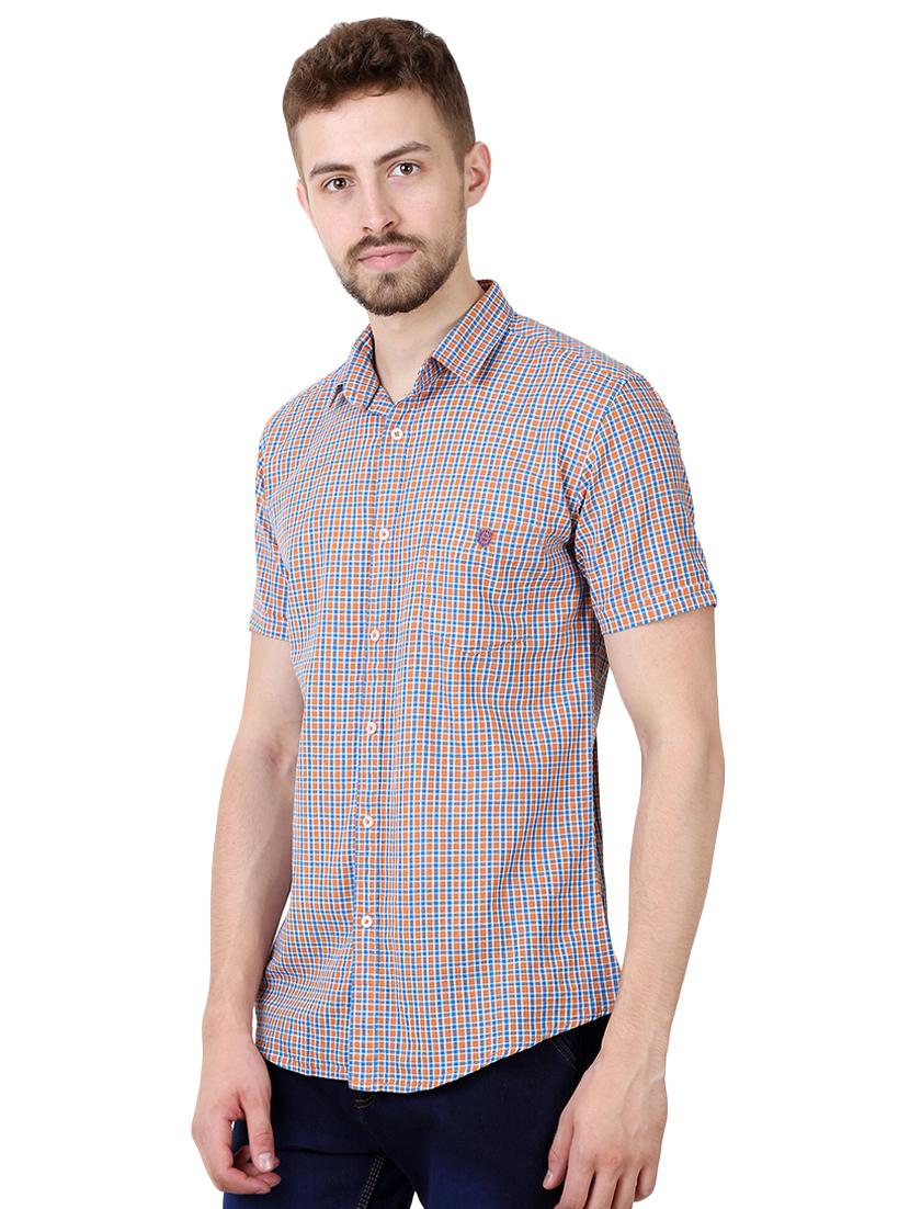 orange checkered casual shirt - 16492866 - Zoom Image - 2