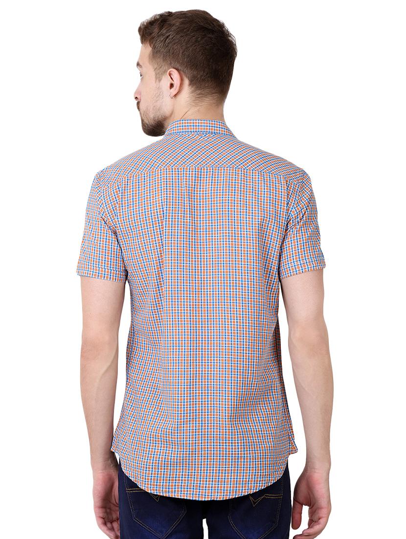 orange checkered casual shirt - 16492866 - Zoom Image - 3