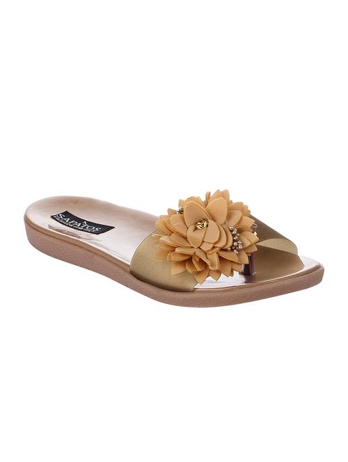 gold slip on sandals - 16492900 - Standard Image - 1