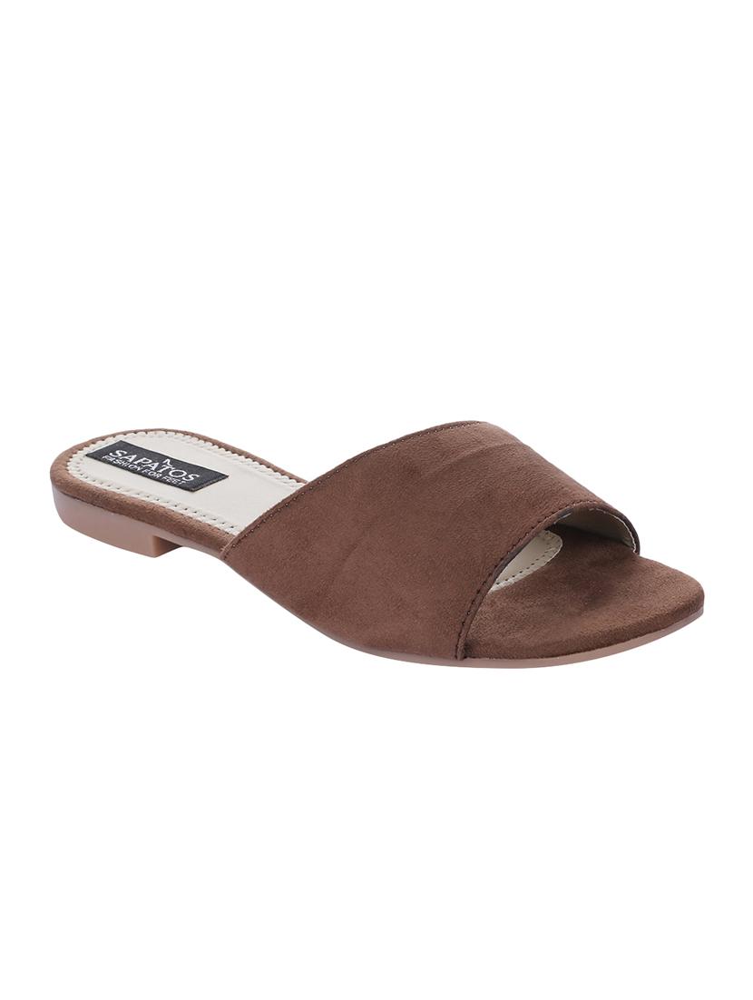 brown slip on sandals - 16492913 - Zoom Image - 1