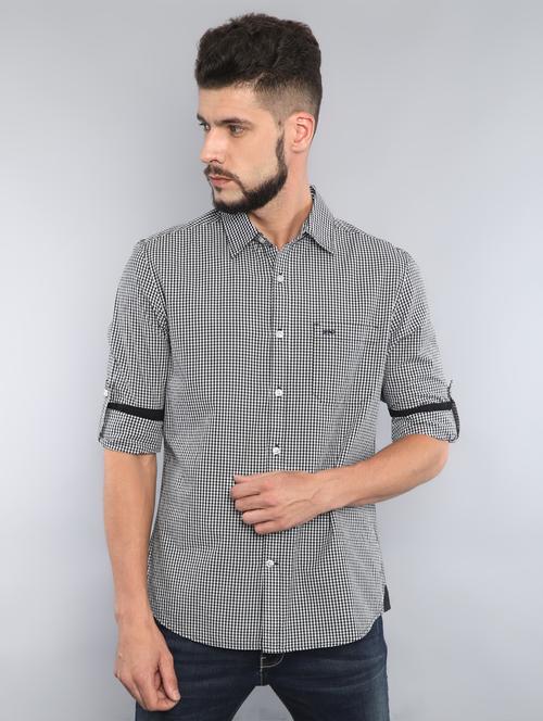 black checkered casual shirt - 16492981 - Standard Image - 1