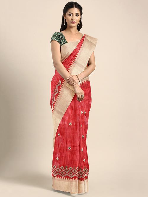 bordered woven saree with blouse - 16493243 - Very Small Image - 1