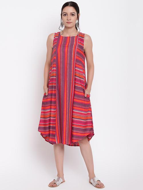 striped flared ethnic dress - 16493482 - Standard Image - 1