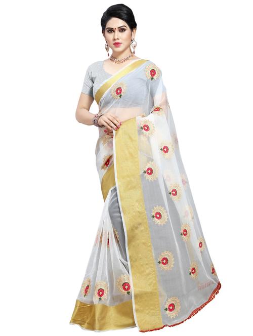 floral embroidered saree with blouse - 16493620 - Standard Image - 1