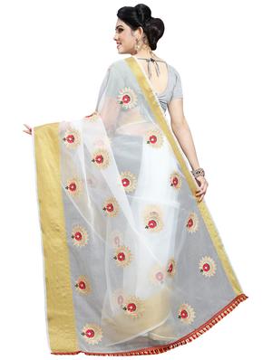 floral embroidered saree with blouse - 16493620 - Standard Image - 2