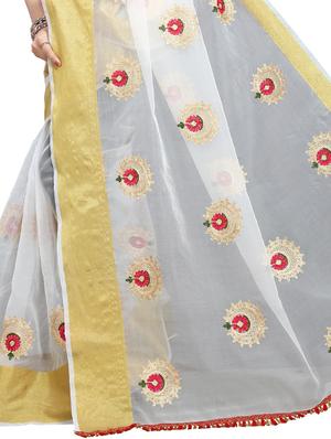 floral embroidered saree with blouse - 16493620 - Standard Image - 4