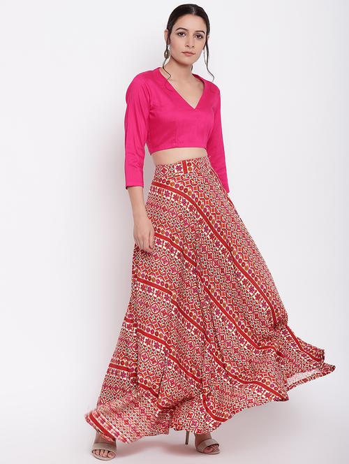 pink cotton skirt top set - 16493676 - Standard Image - 1