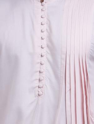 pink solid pintucked kurta - 16493703 - Standard Image - 4