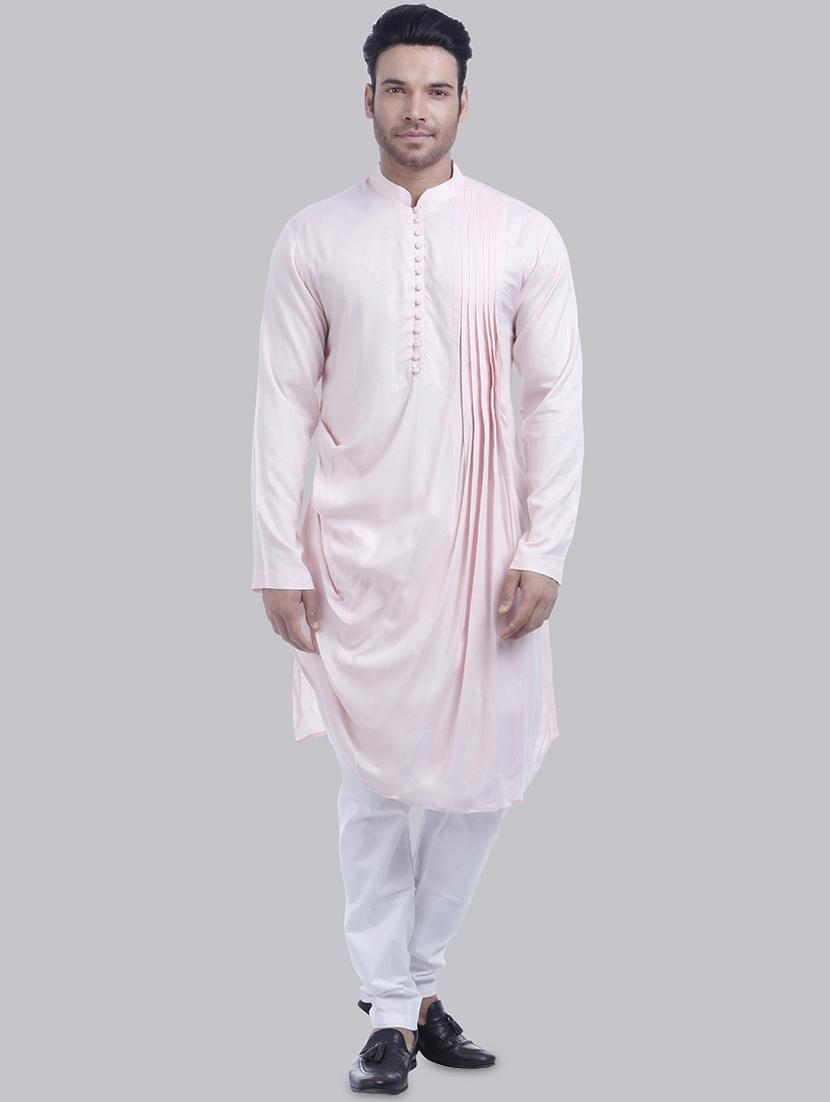 pink solid pintucked kurta - 16493703 - Zoom Image - 1