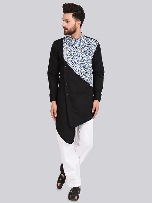 black printed asymmetric kurta - 16493710 - Very Small Image - 1