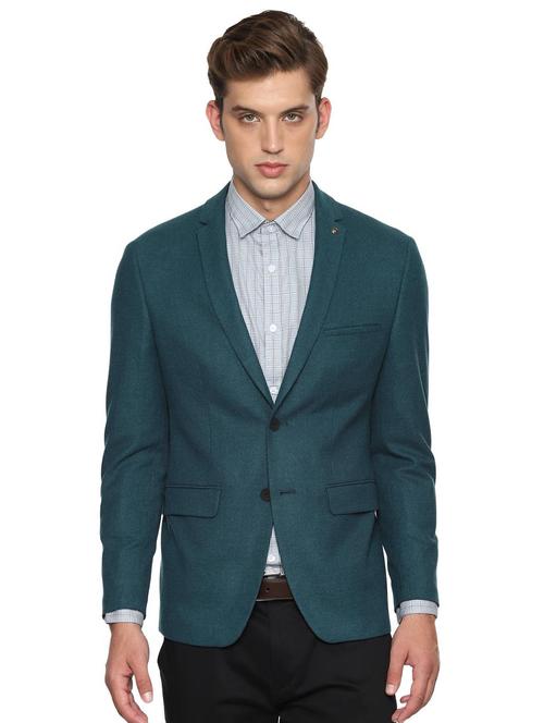green solid casual blazer - 16493722 - Very Small Image - 1