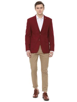 red solid casual blazer - 16493725 - Standard Image - 3