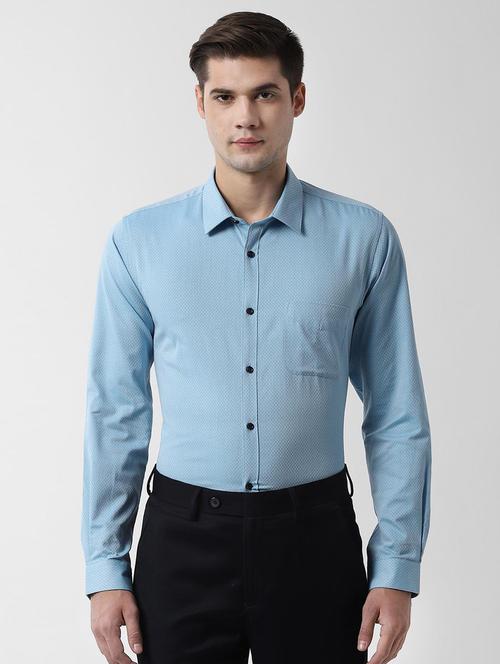 blue self design formal shirt - 16493890 - Standard Image - 1