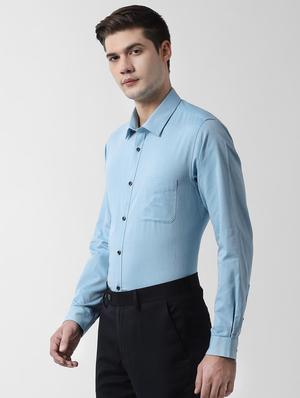 blue self design formal shirt - 16493890 - Standard Image - 2