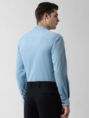 blue self design formal shirt - 16493890 - Standard Image - 3