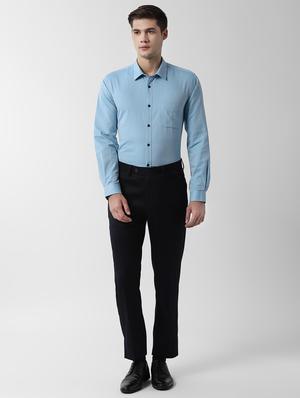 blue self design formal shirt - 16493890 - Standard Image - 4