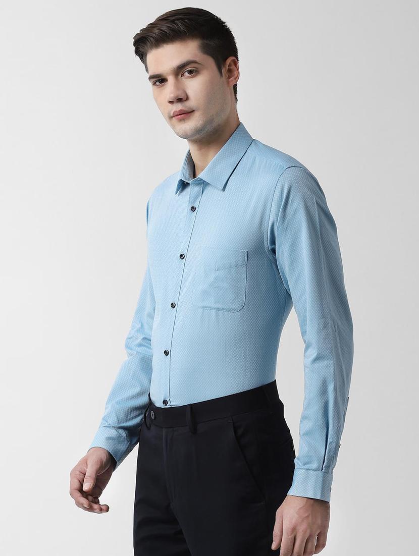 blue self design formal shirt - 16493890 - Zoom Image - 2