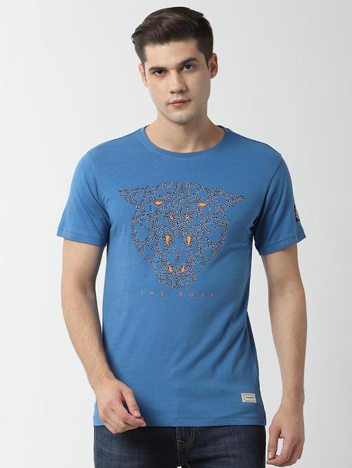 blue chest print t-shirt - 16493948 - Standard Image - 1