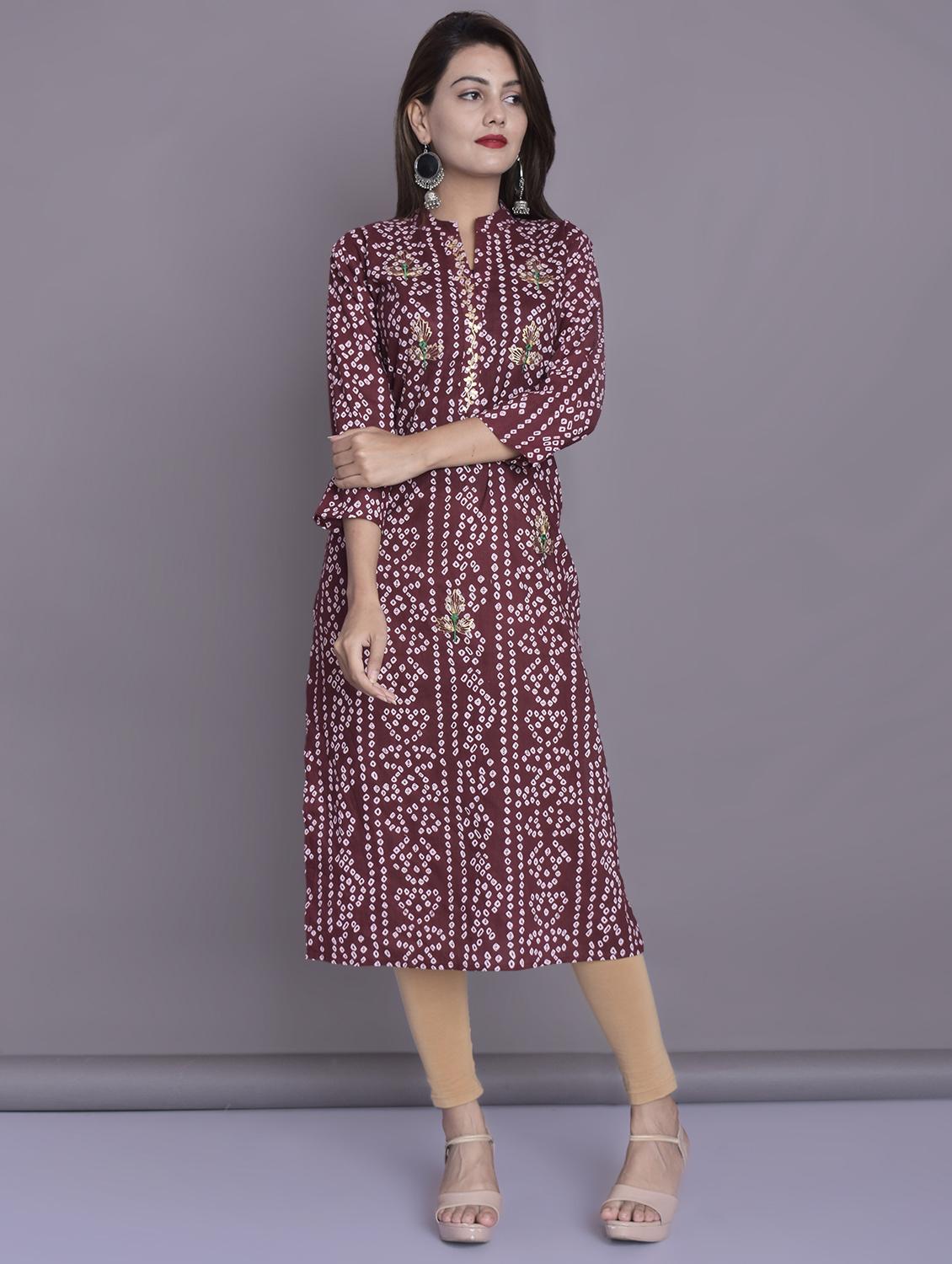 bandhani straight kurta - 16494161 - Zoom Image - 1