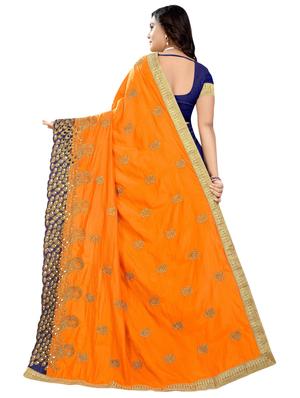 half & half embroidered saree with blouse - 16494320 - Standard Image - 2